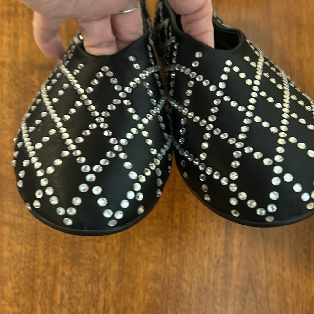 New Arqa Black Criss-Cross Embellished Ballet Flats. 39. (Runs As 8) — image 3 of 8